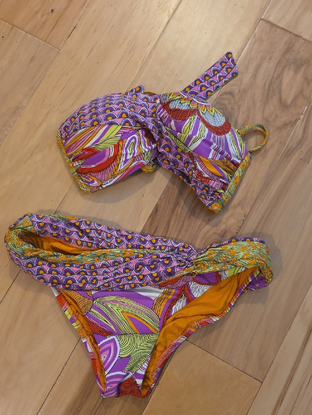 Trina Turk Pink and Orange Patterned Swimwear / Lined Bottom